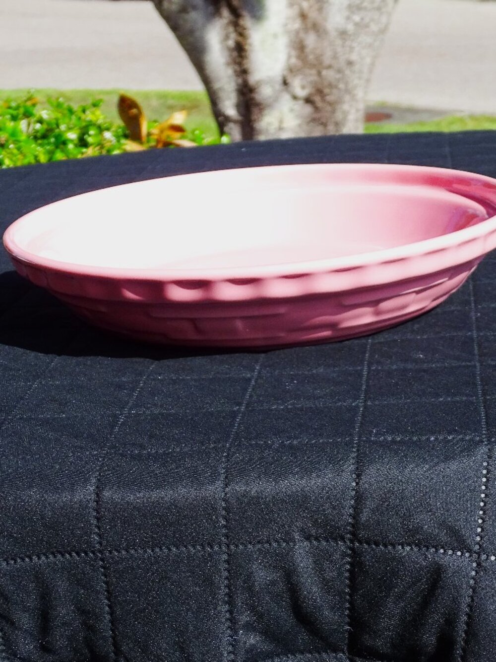 Longaberger Pink Pottery Pie Dish